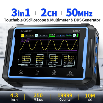 2C53P 3in1 50MHz 2 Kanal  250MSa/s El Tipi Dijital Tablet Osiloskop & Multimetre & Sinyal Jeneratörü