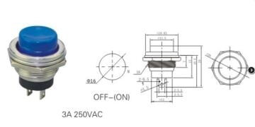 Yeşil Buton Metal Yuvarlak 16mm (Push)