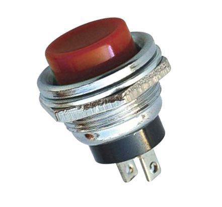 Kırmızı Buton Metal Yuvarlak 16mm (Push)