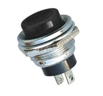Siyah Buton Metal Yuvarlak 16mm (Push)