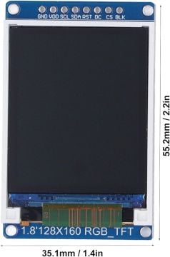 1.8 inç Oled TFT LCD Ekran Modülü SPI