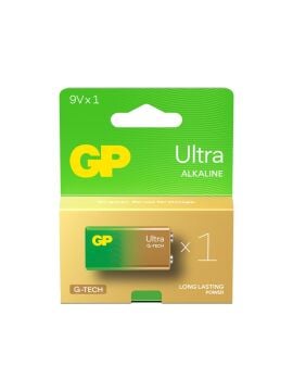 GP G-TECH Ultra Alkalin 9V 1604AU 6LR61 Boy 9V Pil Tekli Kart