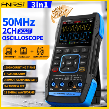 2C53T 3in1 50MHz 2 Kanal  250MSa/s El Tipi Dijital Osiloskop & Multimetre & Sinyal Jeneratörü (Çift Problu)