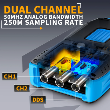 2C53T 3in1 50MHz 2 Kanal  250MSa/s El Tipi Dijital Osiloskop & Multimetre & Sinyal Jeneratörü (Çift Problu)