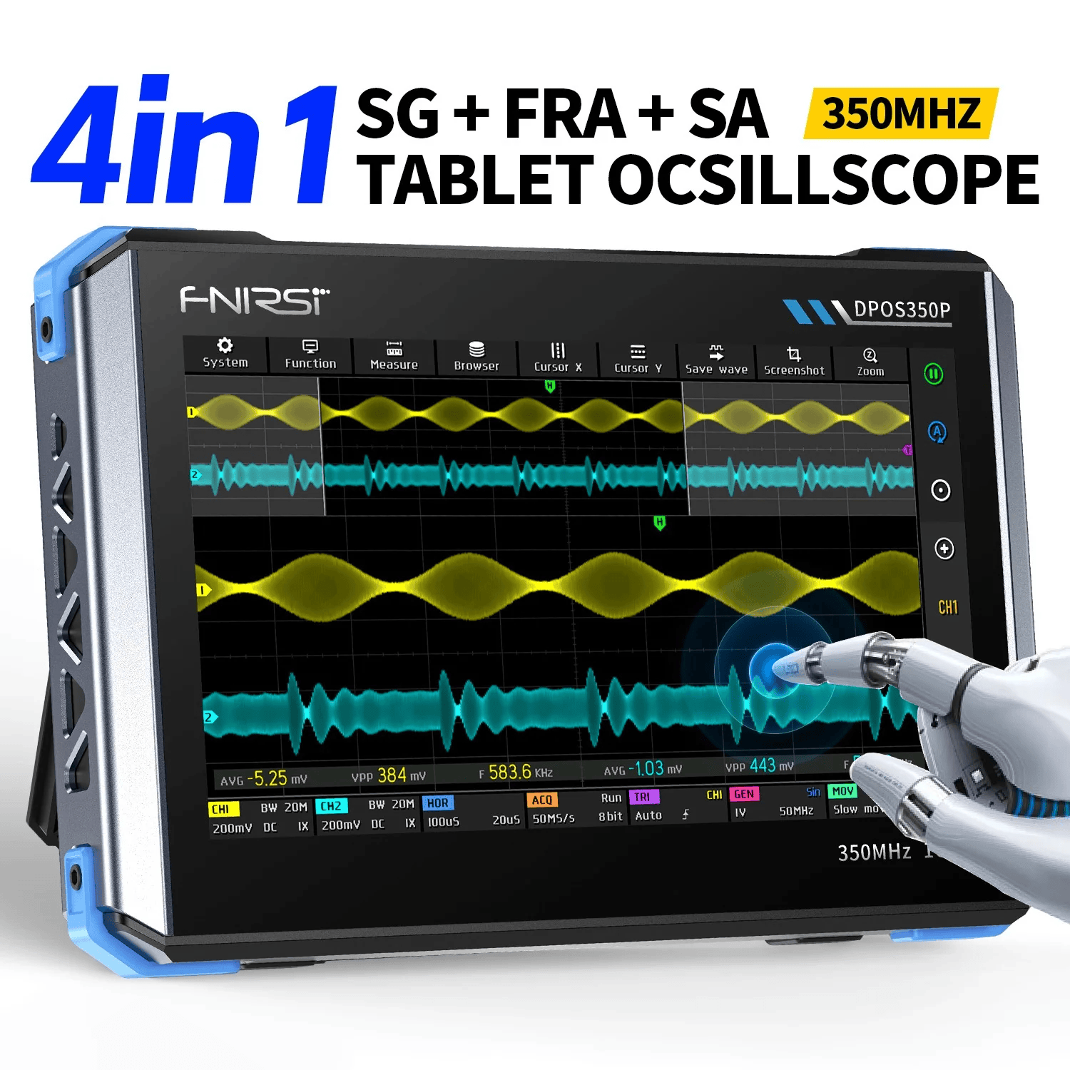 DPOS350P 2 Kanal 350MHz 1GSa/s Dijital Dokunmatik Tablet Osiloskop