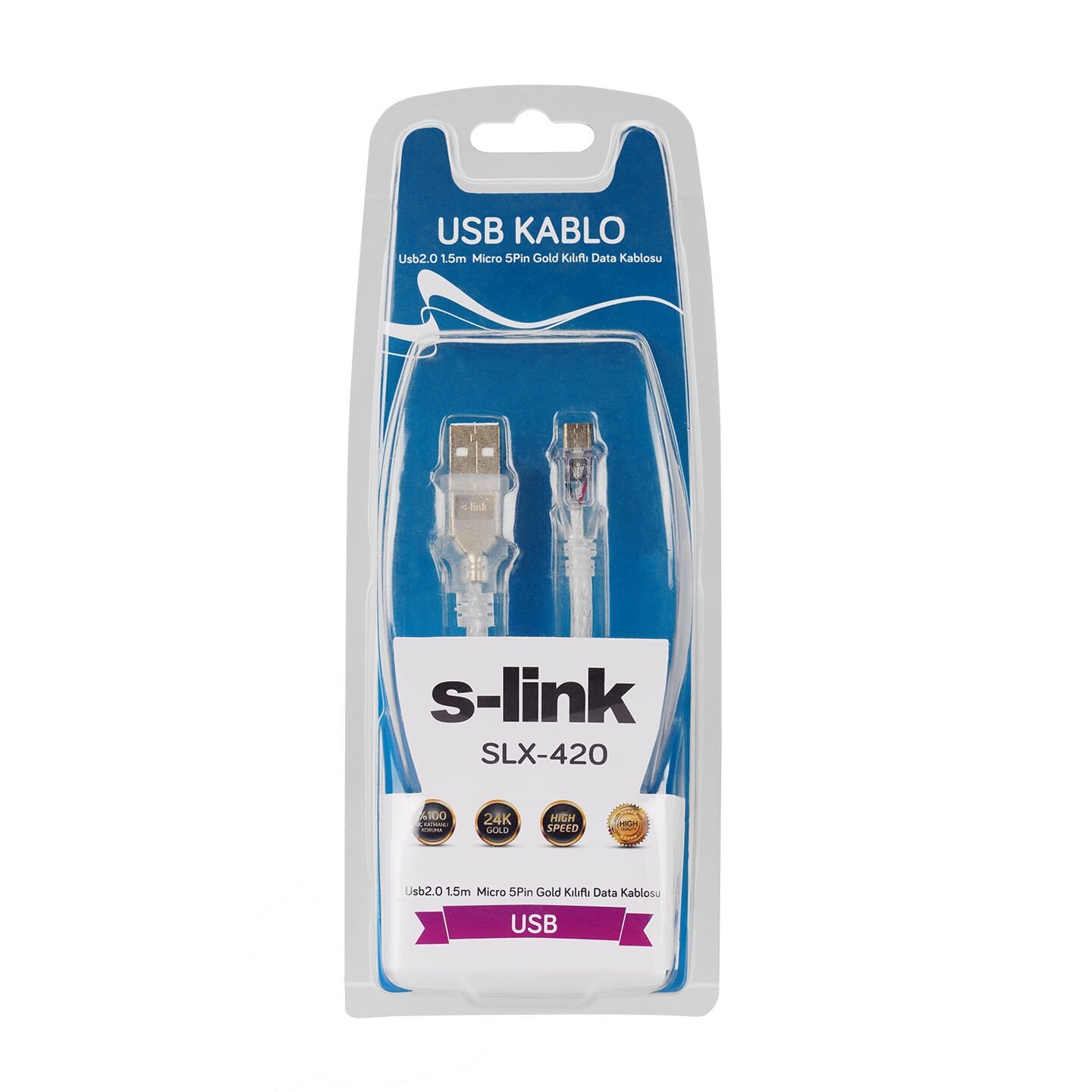 Micro USB Kablo SLX-420 1.5mt USB AM/MICRO5P Kablosu