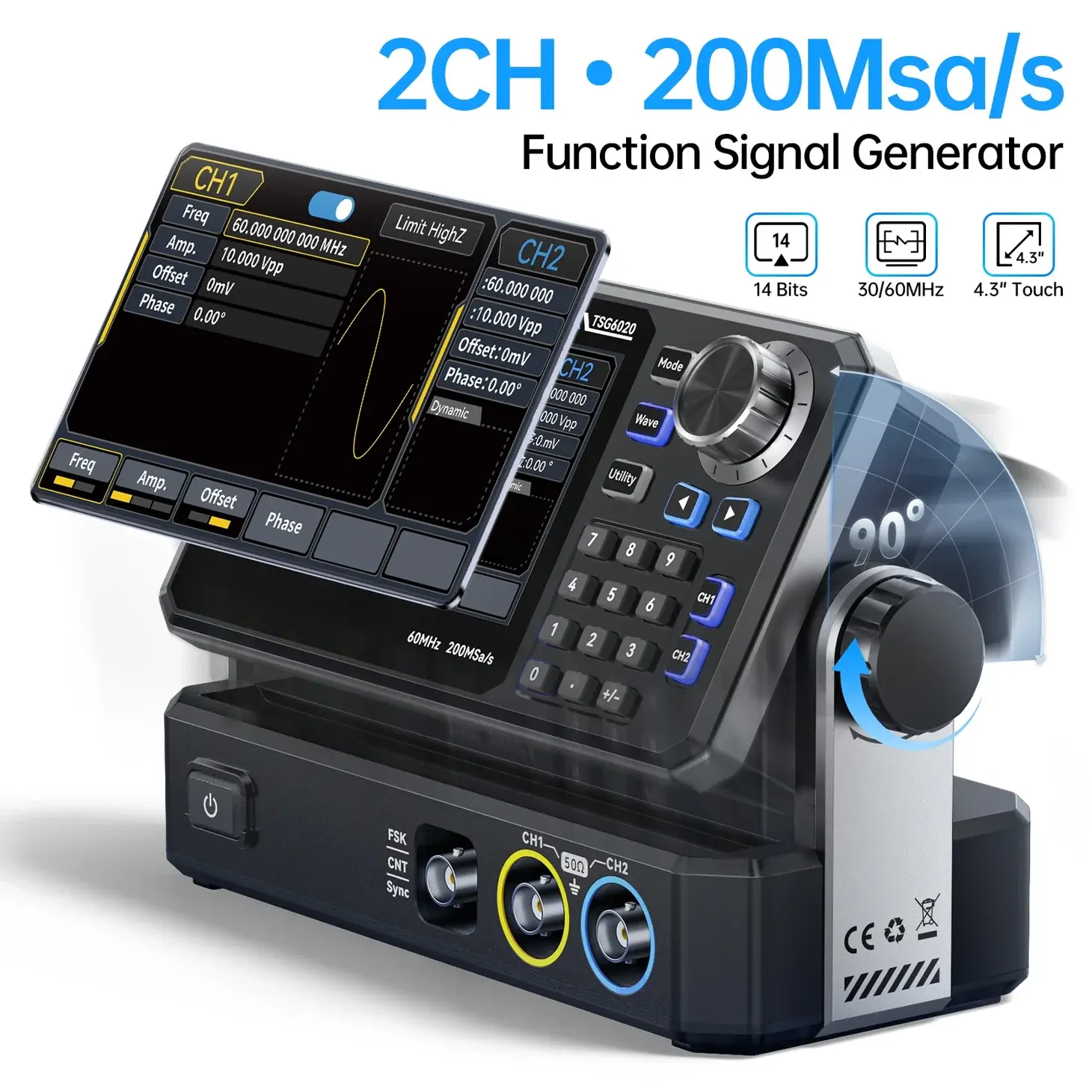 FNIRSI TSG6020 60Mhz 200MSa/s 2 Kanal Sinyal Jeneratörü