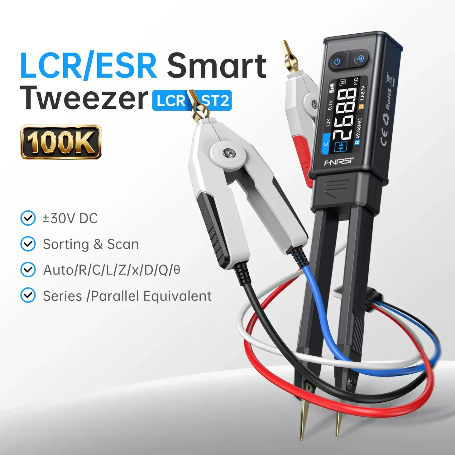 FNIRSI LCR-ST2 Plus 100K SMD Akıllı Cımbız LCR Test Cihazı
