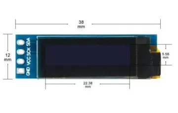 128x32 0.91'' I2C OLED Ekran - SSD1306