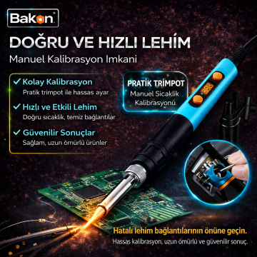 BK606 Isı Ayarlı Portatif Dijital Kalem Havya 90W