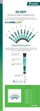 Proskit SD-0839 Antistatik 9 Parça Tornavida Seti