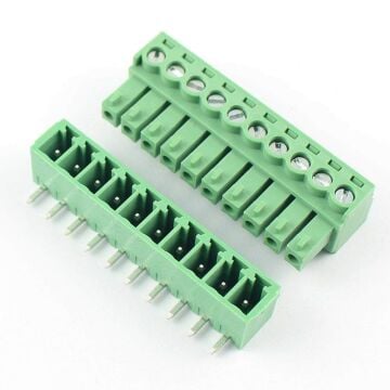10 Pin 3.81mm 90 Derece Geçmeli Takım Klemens