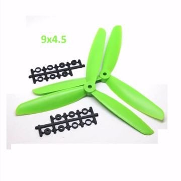 9045 3 Kanatlı Yeşil Pervane, 9x4.5cm 6mm Şaft Çapı