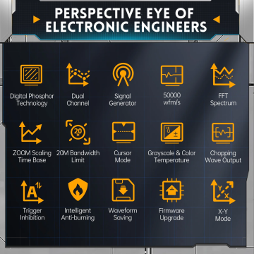 FNIRSI DPOX180H 2 Kanal 180MHz 50000wfms/s El Tipi Fosfor Dijital Osiloskop ve Sinyal Jeneratörü