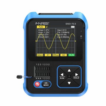 FNIRSI DSO-TC3 El Tipi Dijital Osiloskop & Transistör Test Cihazı & Fonksiyon Sinyal Jeneratörü + Prob Kiti