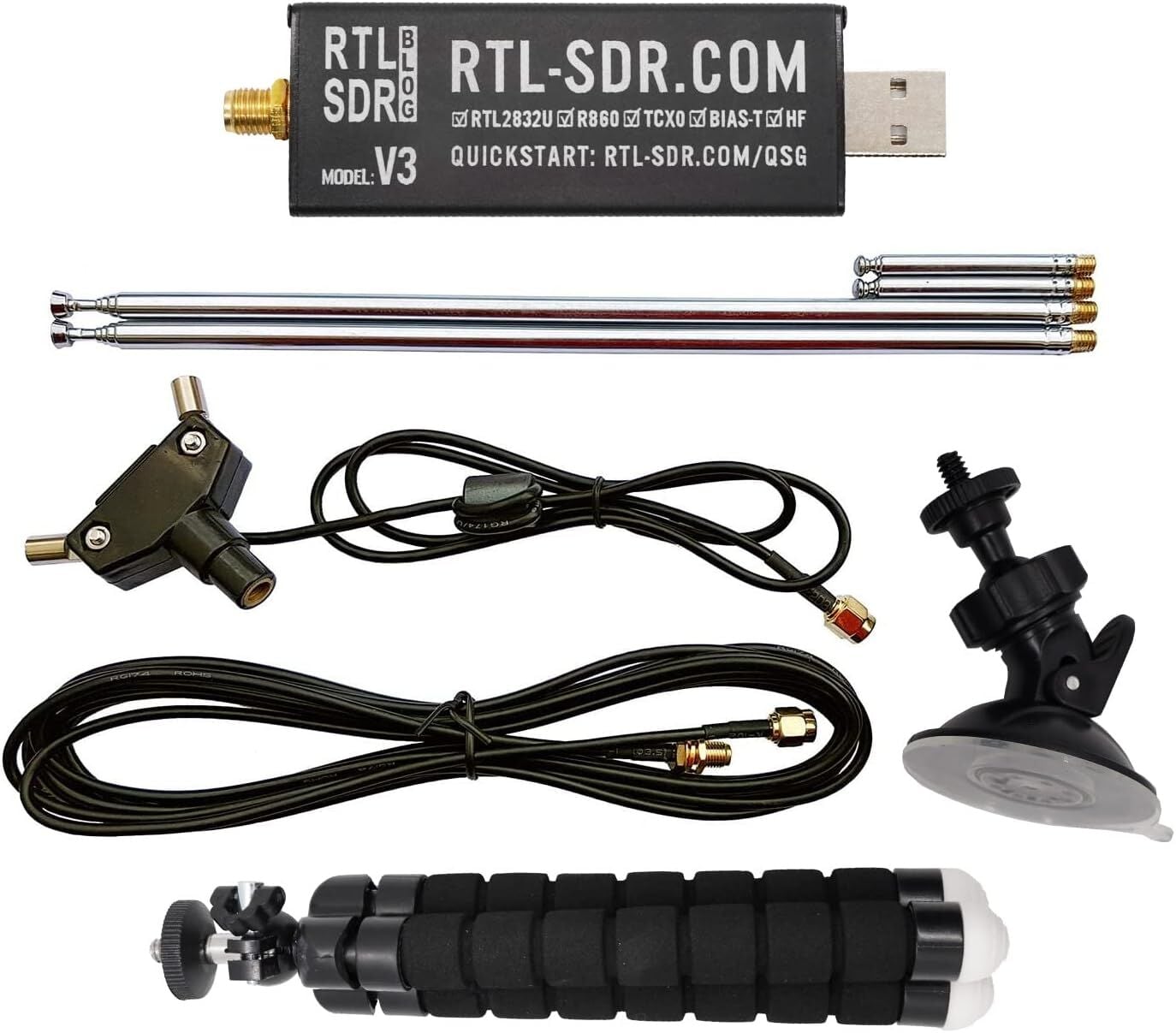 RTL-SDR Blog V3 USB SDR Alıcı Dongle Paket İçeriği
